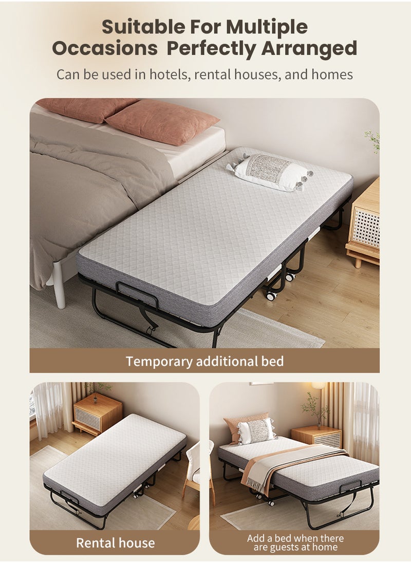 EzzySo - Folding Bed With Memory Foam Mattress, Portable Foldable Guest Beds Strong Sturdy Frame Rollaway Cot For Home And Office 190*78.5*42.5 CM - Image 1