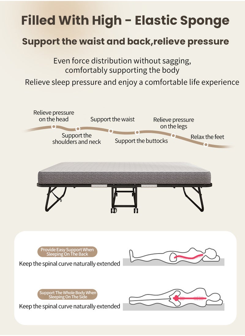 EzzySo - Folding Bed With Memory Foam Mattress, Portable Foldable Guest Beds Strong Sturdy Frame Rollaway Cot For Home And Office 190*78.5*42.5 CM - Image 1
