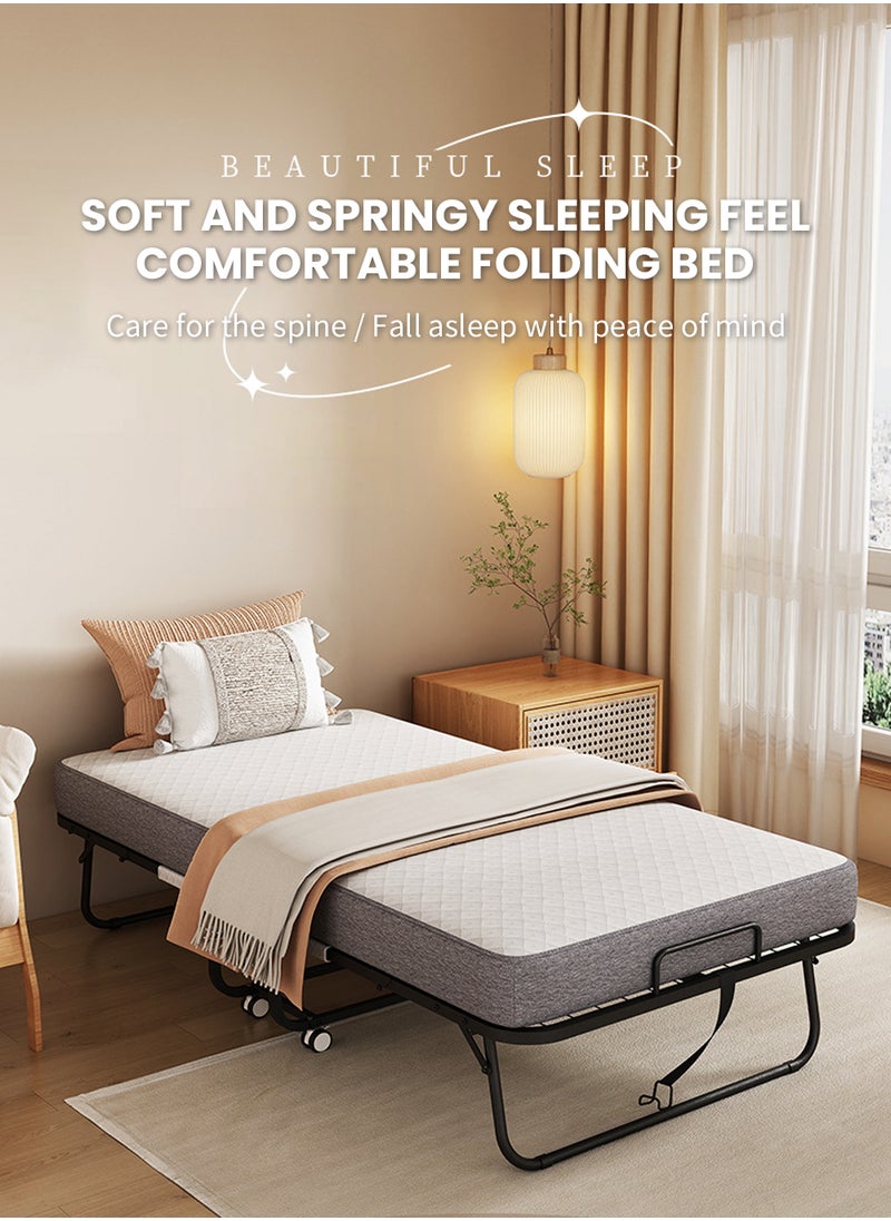 EzzySo - Folding Bed With Memory Foam Mattress, Portable Foldable Guest Beds Strong Sturdy Frame Rollaway Cot For Home And Office 190*78.5*42.5 CM - Image 1