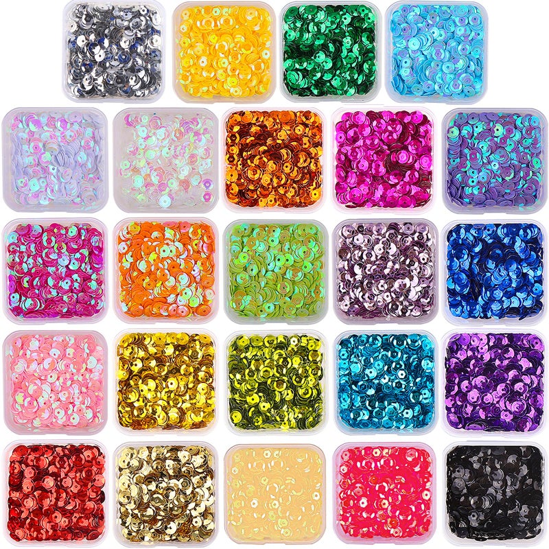 Diyasy 5Mm Bulk Loose Sequins  24 Colors 28800 Pcs Round Embroidery Sequins Cup Craft Sequin With Holes For Craft Sewing Diy Nails Decorations - Image 1