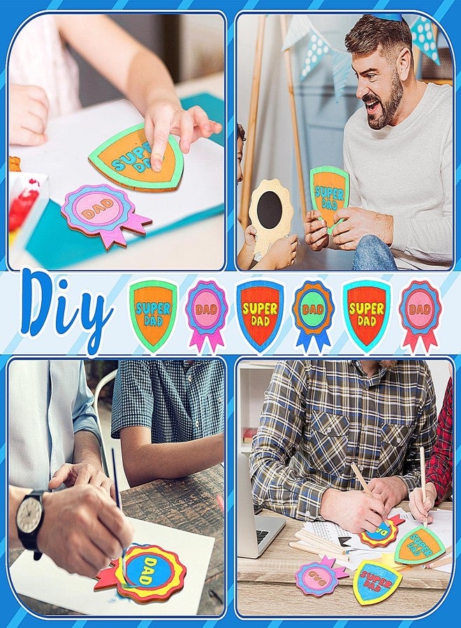 Kingdder 6 Pcs Holiday Crafts for Kids: Make Your Own Father's Gifts, DIY Coloring Wooden Magnets for Father, Magnetic Refrigerator Fridge Cruise Door Decorations(Badge Style) - Image 4