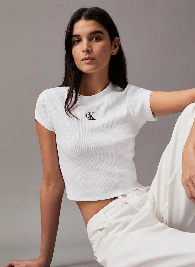 Slim Cropped Ribbed T-Shirt