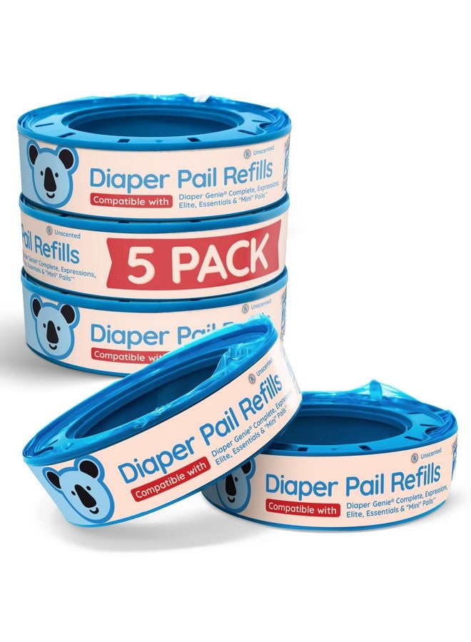 Reli. Diaper Pail Refill Bags, Compatible with Genie Complete, Expressions (5 Pack) | Pail Refills Unscented | Odor Blocking, Strong, Easy Replacement | Holds up to 1,400 Newborn Diapers - Image 1