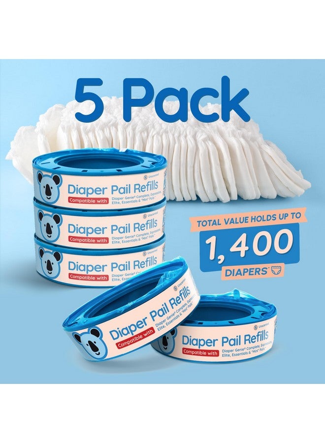 Reli. Diaper Pail Refill Bags, Compatible with Genie Complete, Expressions (5 Pack) | Pail Refills Unscented | Odor Blocking, Strong, Easy Replacement | Holds up to 1,400 Newborn Diapers - Image 2