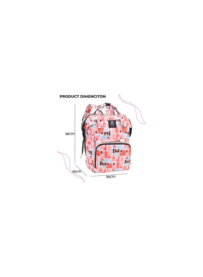 DREAM DOODLE Multi-Pocket Diaper Bags for Toddlers - Durable & Stylish Polyester Oxford Fabric with 13 Compartments - Perfect for Travel, Daycare, Everyday Use - Unisex Designs for Moms (Pink) - Image 2