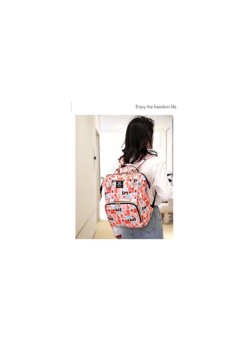 DREAM DOODLE Multi-Pocket Diaper Bags for Toddlers - Durable & Stylish Polyester Oxford Fabric with 13 Compartments - Perfect for Travel, Daycare, Everyday Use - Unisex Designs for Moms (Pink) - Image 5