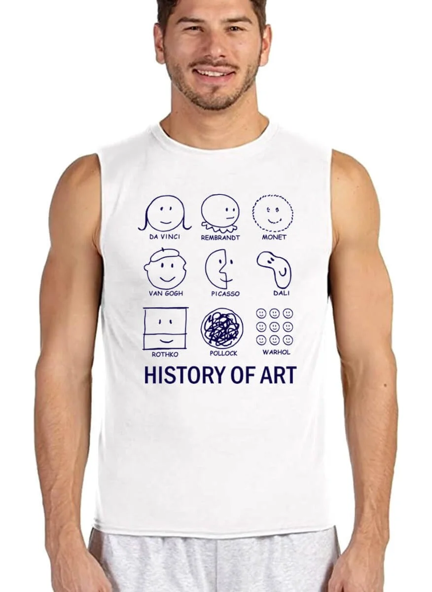 روك اند رول Art History White Cut Sleeve / Sleeveless Men's T-Shirt