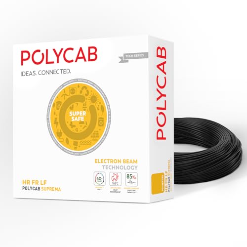 Polycab Suprema 2.5 sqmm Electron beam technology housewire|2.505C heat withstand capacity| No melt-No drip PVC insulation| 60 years product life|85% higher current carrying capacity|90M coil【Black】 - Image 1