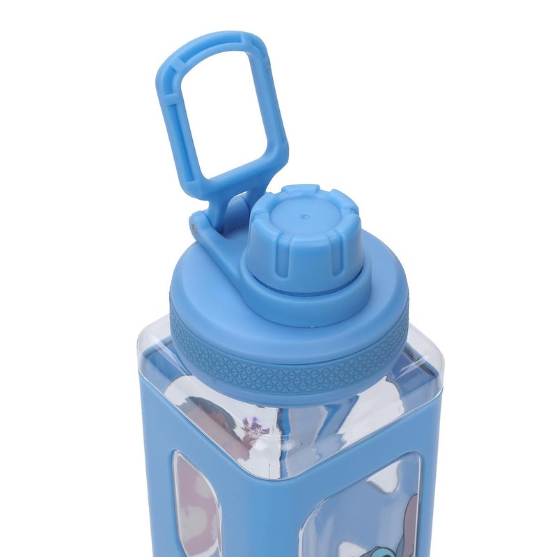 Bioworld Lilo & Stitch Waving Characters 24 oz Blue Square Plastic Water Bottle - Image 5