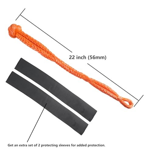 Ucreative 2Pcs Synthetic Soft Shackle 1/2 Inch x 22 Inch (56,000lbs Breaking Strength) with Extra Sleeves (Orange) - Image 3