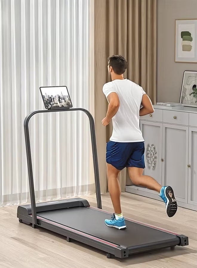 Fitness World Universal Treadmill 100kg Capacity 1.75HP 2-in-1 Foldable 2-Level Manual Incline with Remote Control, Equipped with iPad Holder and Wheels for Easy Mobility - Image 4