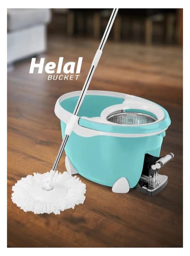 الهلال والنجمة الذهبية جردل بعصارة دوارة معدن وشرشوبة  فاستر تركواز 100456 - Image 1