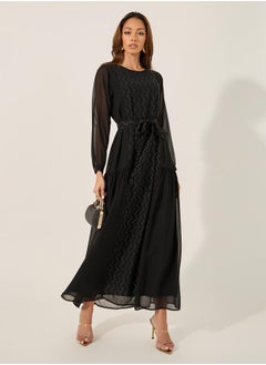 Embellished Round Neck Tie Up Waist Jalabiya