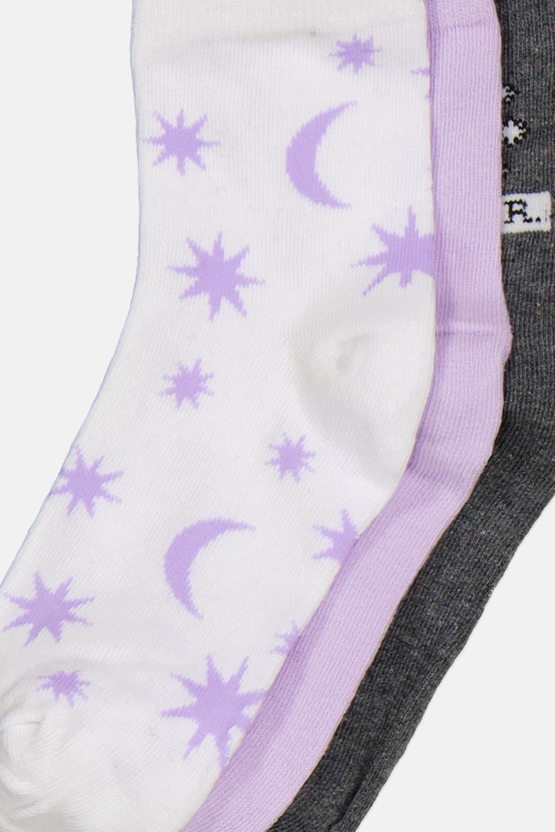 Don't Call Me Jennyfer Women 3 Pairs Socks, Grey/Lavender/White Combo - Image 2