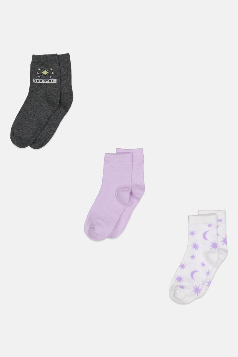 Don't Call Me Jennyfer Women 3 Pairs Socks, Grey/Lavender/White Combo - Image 1
