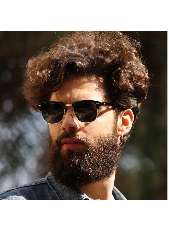 عام أزياء Clubmaster نظارات شمسية مستقطبة معدنية راقية نظارات شمسية إطار أسود مع عدسات الأشعة فوق البنفسجية للجنسين - Image 3