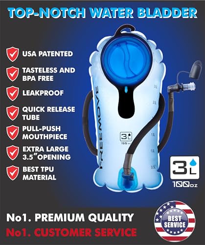 FREEMOVE 3L Water Bladder with Insulated Tube Hydration Bladder Pack Leakproof Tasteless BPA Free TPU Material Large Opening Quick Release Tube OnOff Valve Ideal for Water Backpack - Image 3