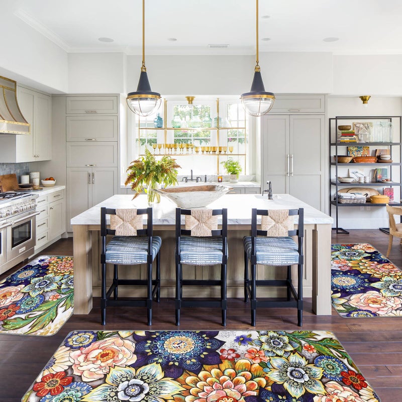 Sofort Kitchen Mats for Floor, Boho Kitchen Rugs Sets of 3, Non Slip Washable Kitchen Runner Rug, Rugs for Kitchen Floor, Hallways, Entryway, Laundry (Colorful) - Image 3