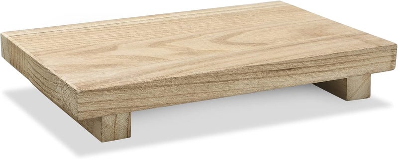 Nuogo Wood Riser Tray Soap, Stand Soap Tray for Kitchen Sink, Wood Pedestal for Kitchen Counter Sink Stand Decorative Rustic Bathroom Dishes for Plant Bottles Candles Display (Natural, 9 x 6 Inch) - Image 1