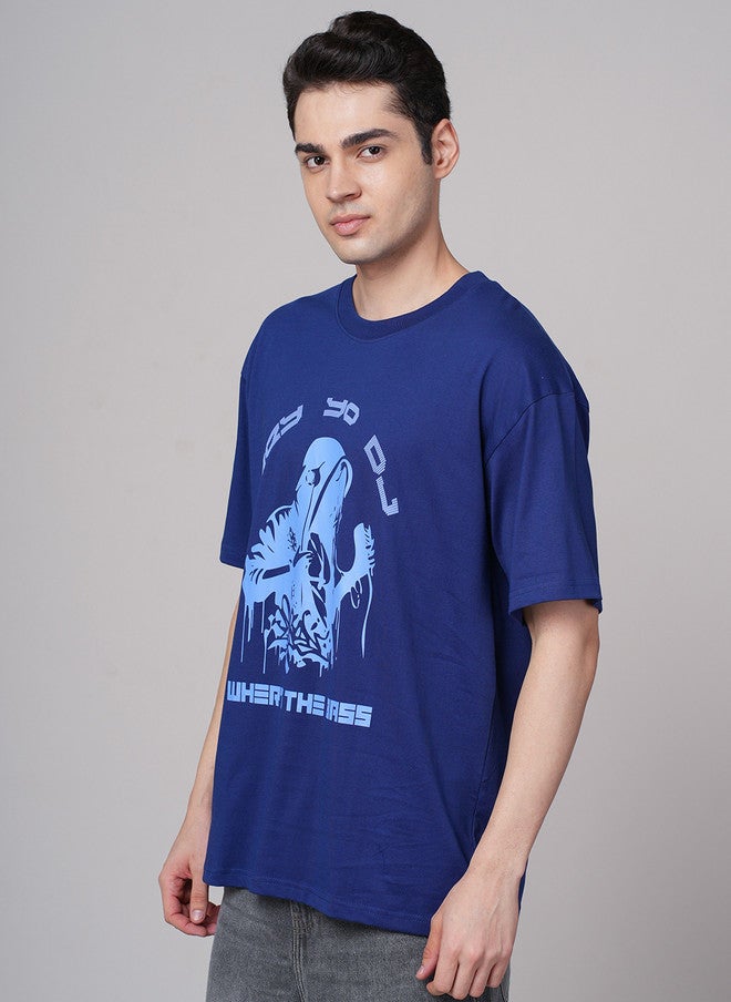 OUTLAWS Graphic Printed Cotton Oversized Drop-Shoulder T-shirt for Men - Image 3
