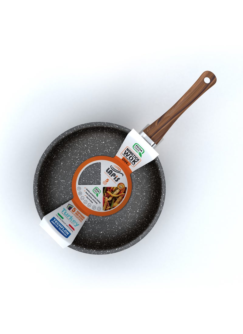 Lapis LAPIS Granite Wok Size 24 cm Black  - Image 3