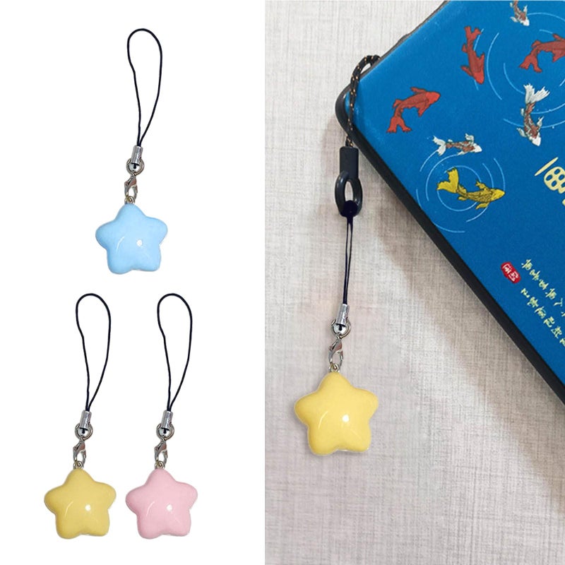 Gllehkt Fat Star Phone Chacin Phone Charm Lanyard Strap Bag Hanging Pendant Decorations Ornament Fashion Jewelry Accessory, 7x2.5cm, Yellow - Image 3