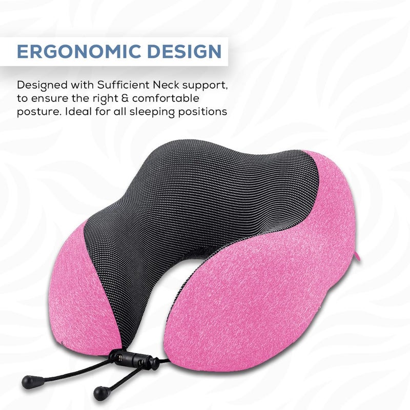 nexlev nexlev Premium Memory Foam Neck Pillow with 360Degree Head Support Lightweight Comfortable Travel Pillow with Storage Bag for Sleeping Traveling Flight Car Train Bus and Home Use NP05 Pink - Image 2