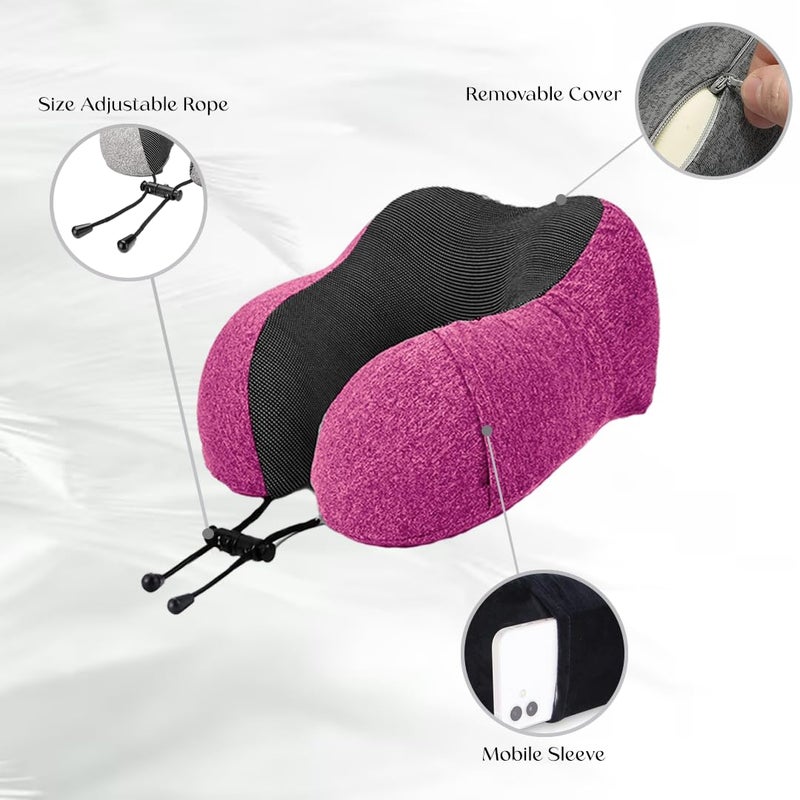 nexlev nexlev Premium Memory Foam Neck Pillow with 360Degree Head Support Lightweight Comfortable Travel Pillow with Storage Bag for Sleeping Traveling Flight Car Train Bus and Home Use NP05 Pink - Image 4