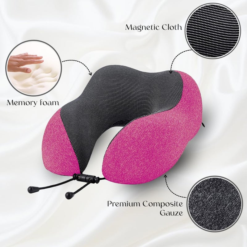 nexlev nexlev Premium Memory Foam Neck Pillow with 360Degree Head Support Lightweight Comfortable Travel Pillow with Storage Bag for Sleeping Traveling Flight Car Train Bus and Home Use NP05 Pink - Image 3