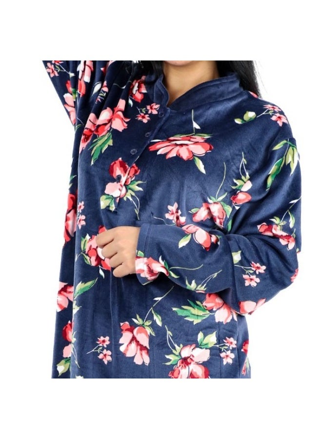 Dadoush Women's Long Velvet Embroidered Abaya, Dazzling Winter Nightgown, Soft Straight Fit Nightdress by Dadoush - Image 3