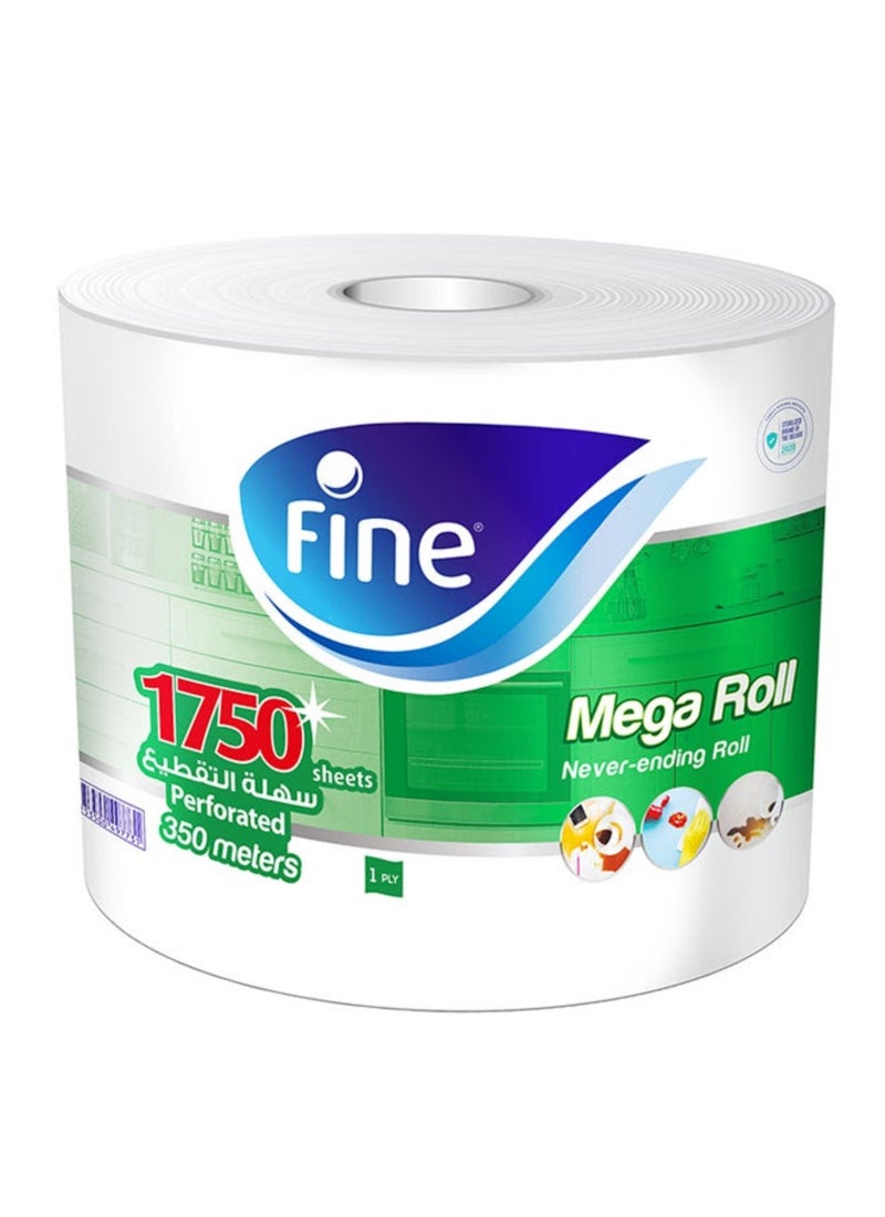 Fine Hand Towel Rolls Mega Rolls 350x1 PLY SBOD White - Image 1