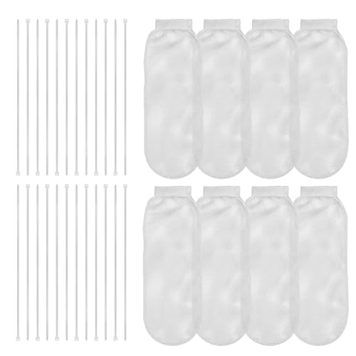 XIHIRCD 8pcs Lint Traps for Washing Machine Hose, with 24pcs Cable Ties Washer Lint Catch Nylon Mesh Lint Collector for Home Laundry Washing Machine Sink Drain Systems Hose Screen Filter (White) - Image 1