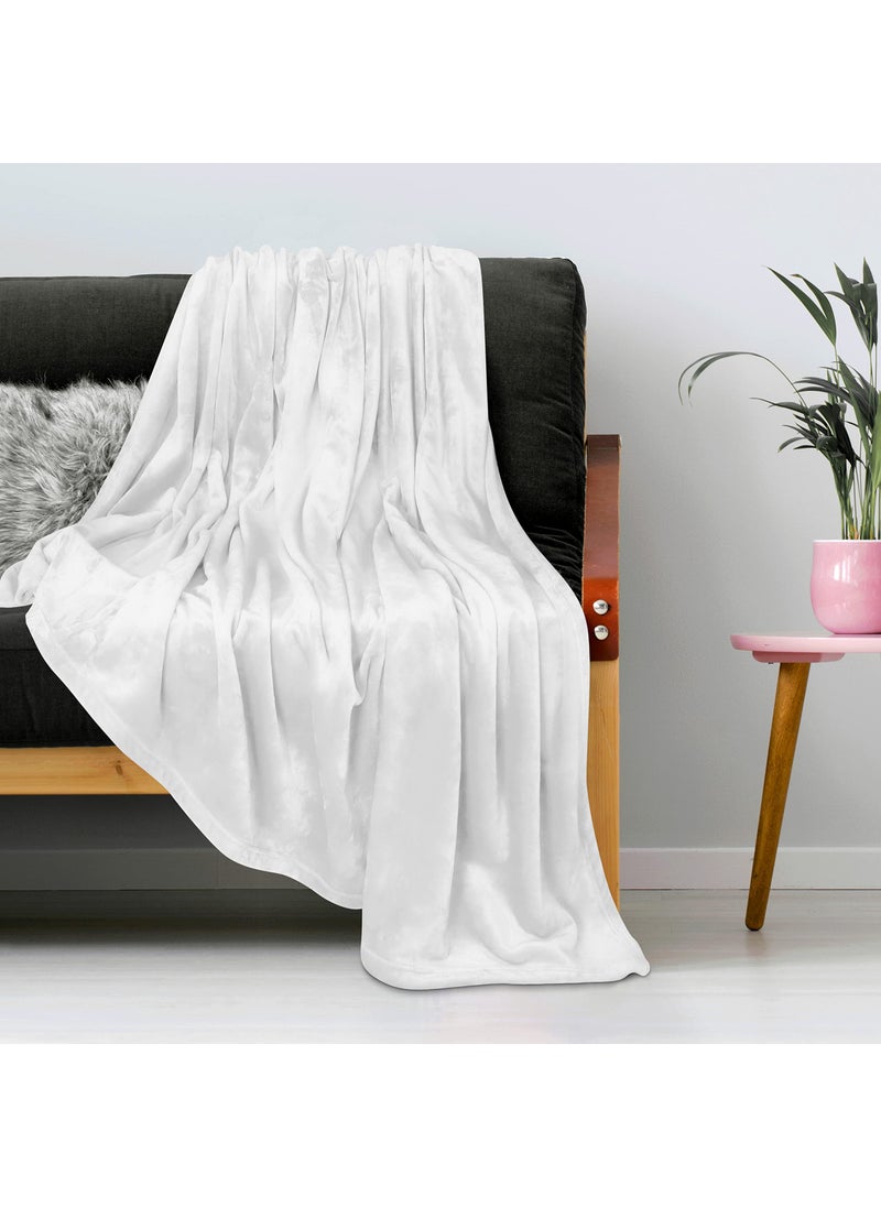 Utopia Bedding Utopia Bedding Fleece Blanket Throw Size White 300GSM Luxury Blanket for Couch Sofa Bed Anti-Static Fuzzy Soft Blanket Microfiber (60x50 Inches)  - Image 1
