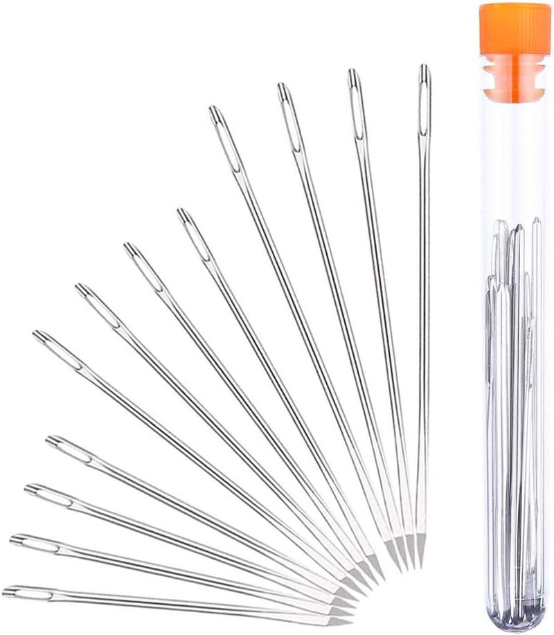 HEKISN Professional Large-Eye Leather Stitching Needle with 3 Different Sizes for Leather Projects with Storage Container (12 Pieces) - Image 1