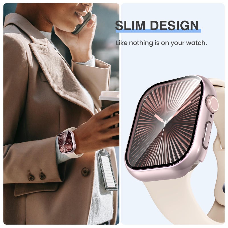Tensea [3PCS for Apple Watch Screen Protector Case Series 11/10 42mm Accessories, iWatch Protective Face Cover for Women Men, Tempered Glass Film Hard Bumper for iPhone Watch 42 mm - Image 4