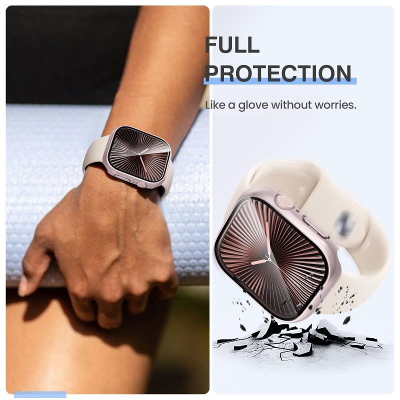 Tensea [3PCS for Apple Watch Screen Protector Case Series 11/10 42mm Accessories, iWatch Protective Face Cover for Women Men, Tempered Glass Film Hard Bumper for iPhone Watch 42 mm - Image 3