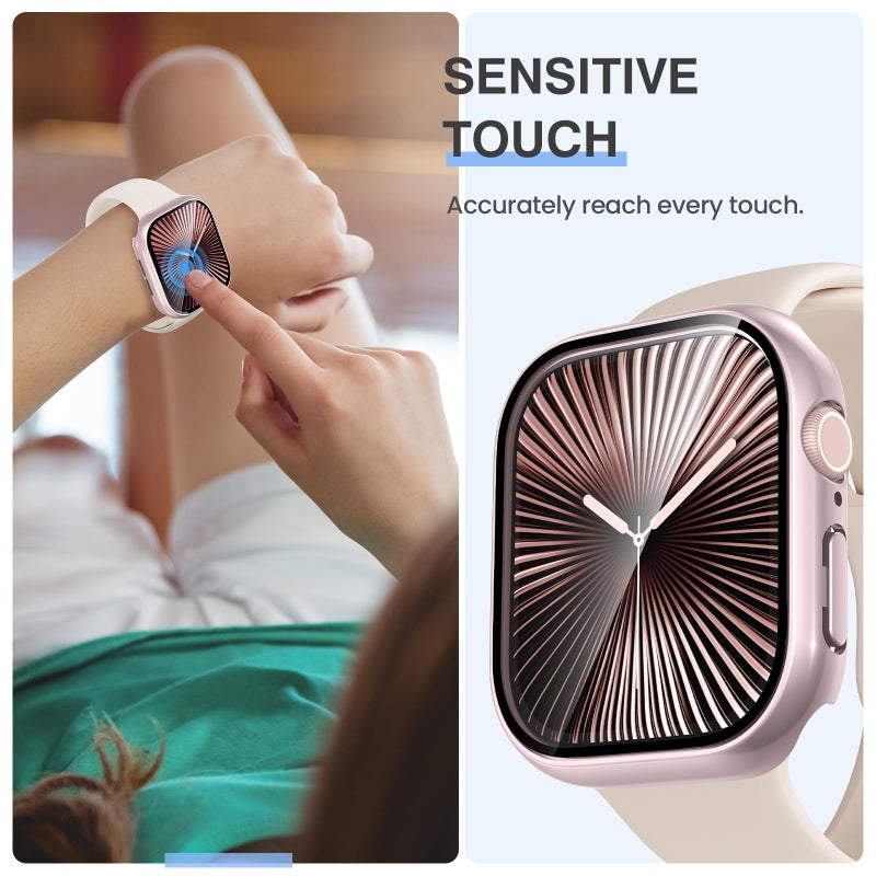 Tensea [3PCS for Apple Watch Screen Protector Case Series 11/10 42mm Accessories, iWatch Protective Face Cover for Women Men, Tempered Glass Film Hard Bumper for iPhone Watch 42 mm - Image 5