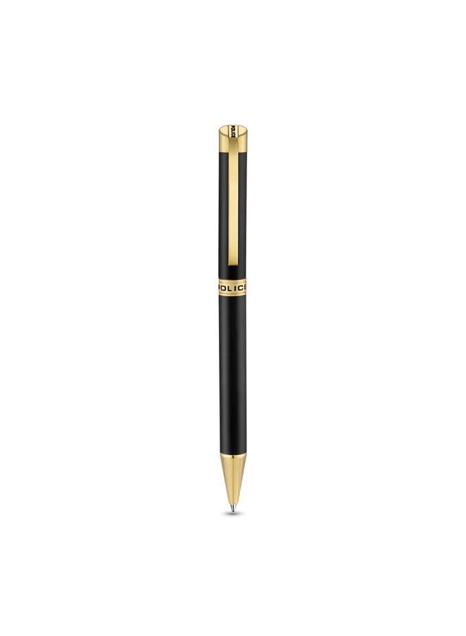 POLICE Felix Stainless Steel Trims Twist Ballpoint Pen for Men, Blue Ink