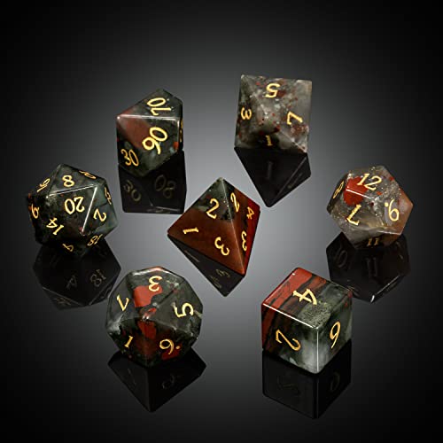 DNDND Bloodstone DND Dice Set DNDND 7 PCS Natural Stone DD Dice with Gorgeous Gift Case for Dungeons and Dragon Tabletop Game Bloodstone - Image 5