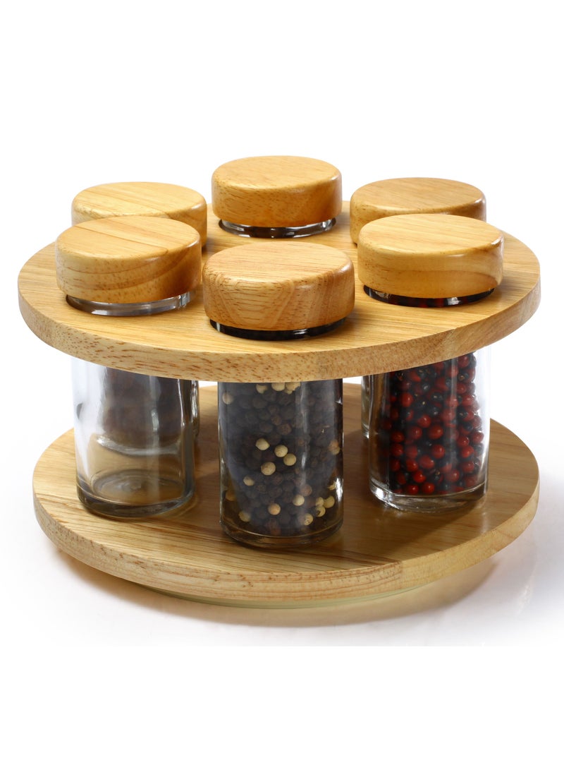 BILLI 6-Piece Spice Bottle With Lid And Stand Beige/Clear 19x12x19centimeter  - Image 1