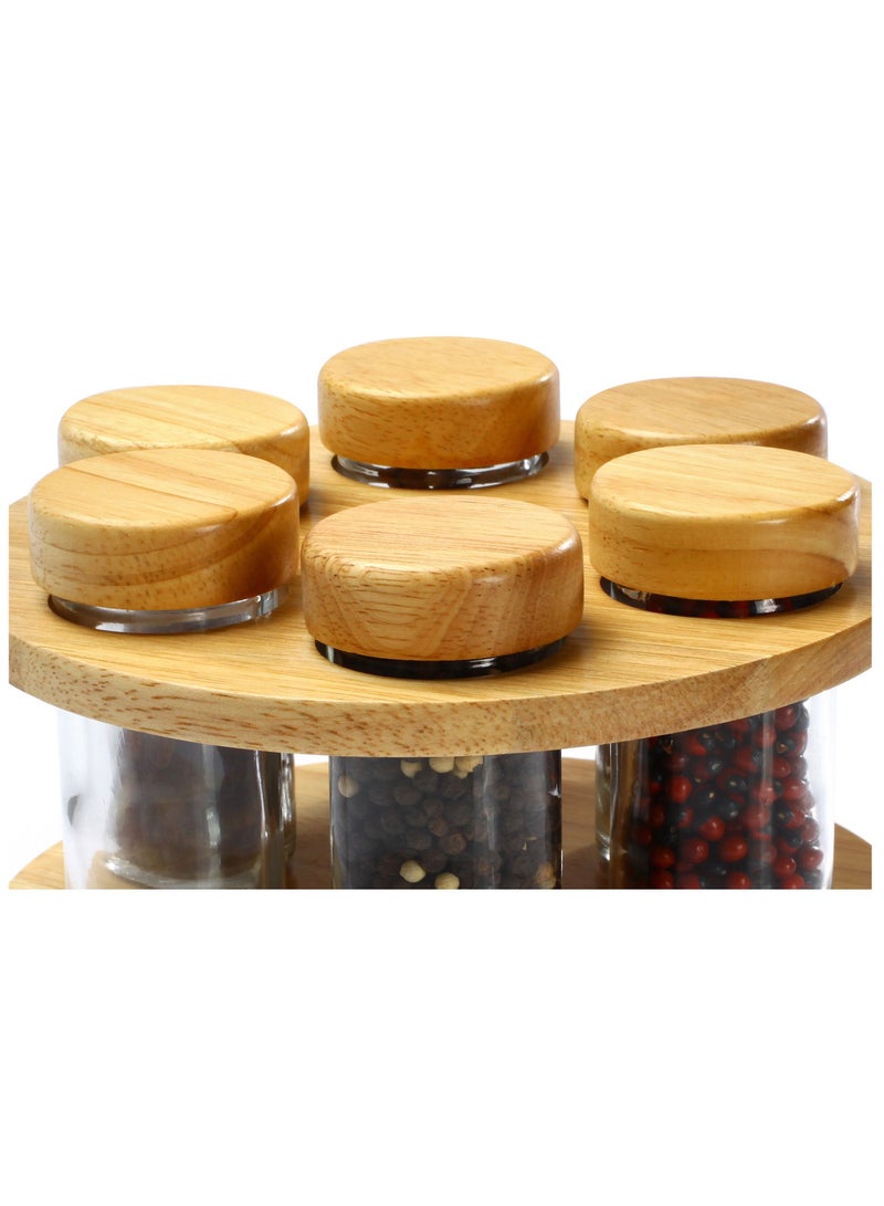 BILLI 6-Piece Spice Bottle With Lid And Stand Beige/Clear 19x12x19centimeter  - Image 3
