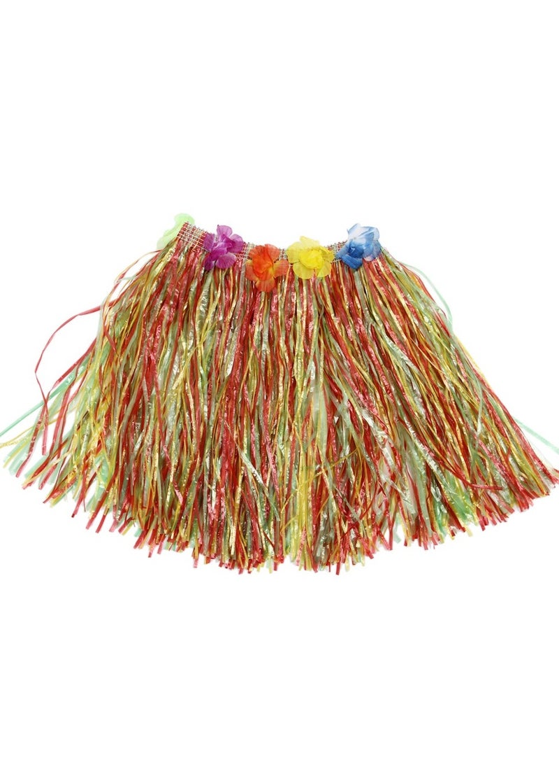 Vitacelli 100Pcs  Hawaiian Hula Dancer Grass Skirt With Flower Costume Set  - Image 3