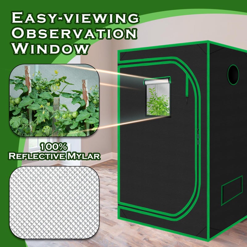 Green Hut 3x3 Grow Tent, 36"x36"x72" Growing Tent with Observation Window and Floor Tray for Hydroponics Indoor Plant Growing 3x3 Grow Room - Image 4