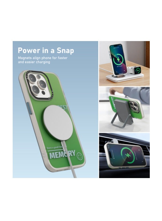 Mezone Memory iPhone 14 Pro Max MagSafe Case, Shockproof & Anti-Yellowing Phone Case Reinforced Corners with Airguard, Green - Image 3