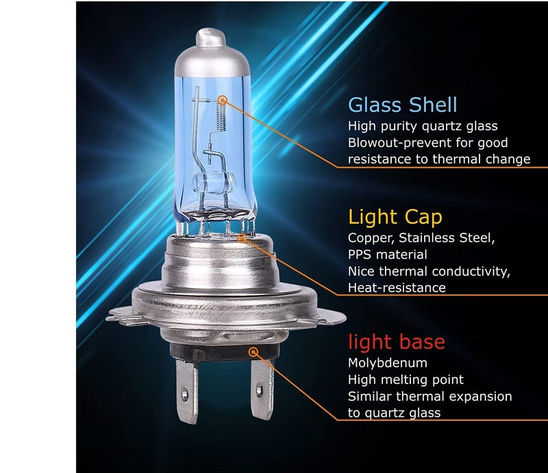Sinoparcel H7 Halogen High or Low Beam Headlight, Fog Light Bulb 3800K, 150% More Brightness Replacement for Standard 55W Bulb, Pack of 2 - Image 3