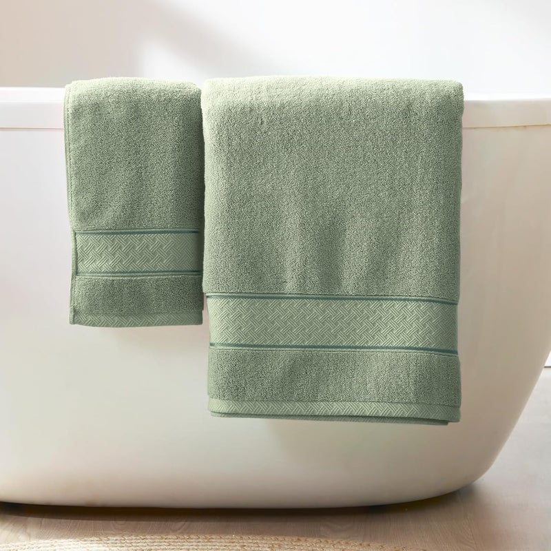 COZYART Sage Green Bath Towels Set 6 Piece, 2 Bath Towels 2 Hand Towels 2 Washcloths, Luxury 100% Turkish Cotton 650GSM Hotel Quality, Soft, Absorbent, Towel Sets for Bathroom - Image 3