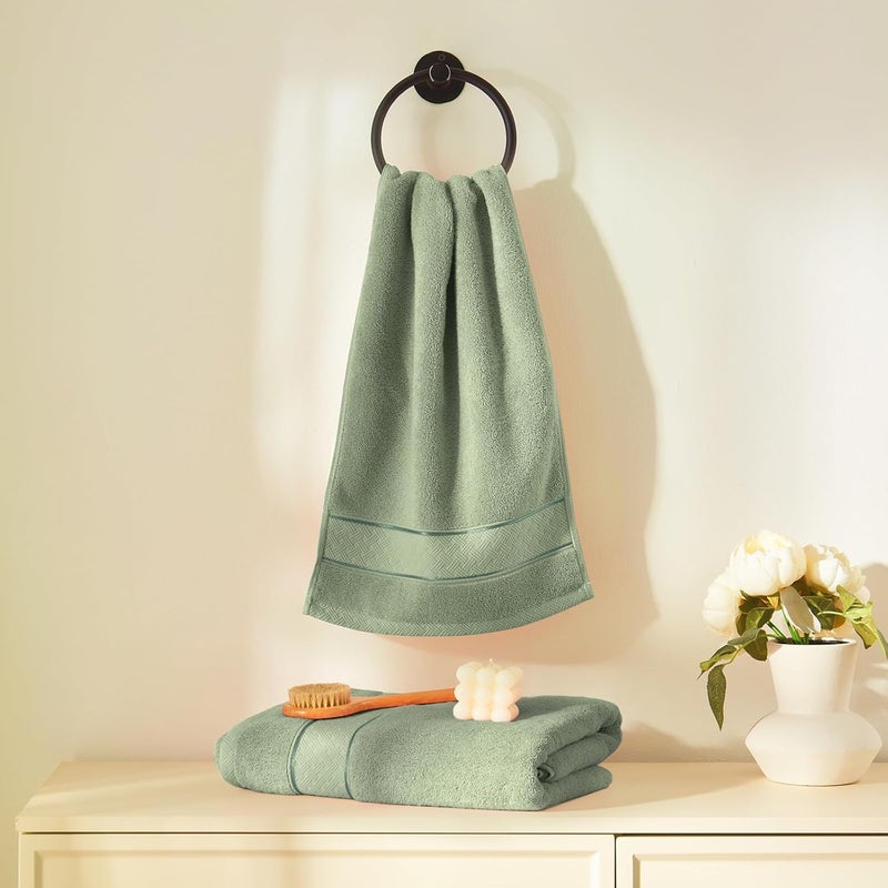 COZYART Sage Green Bath Towels Set 6 Piece, 2 Bath Towels 2 Hand Towels 2 Washcloths, Luxury 100% Turkish Cotton 650GSM Hotel Quality, Soft, Absorbent, Towel Sets for Bathroom - Image 2