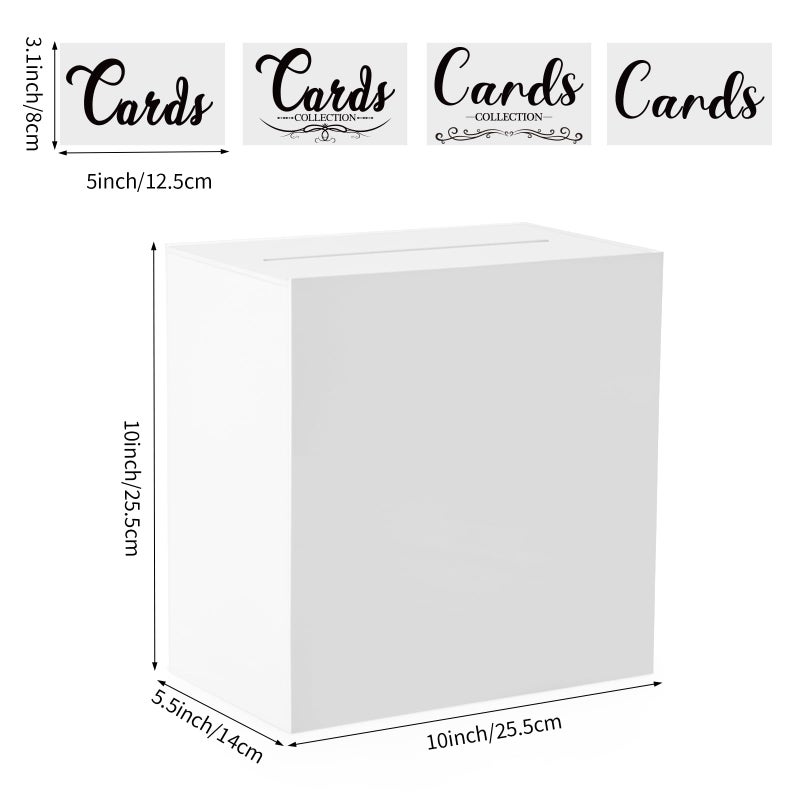 Lemicin White Acrylic Wedding Card Box, Large DIY Card Box Blank No Print for Wedding Reception, Graduation Party, Bridal Shower, Keepsake Party Favor, Cosmetic Home Decor (10 x10 x 5.5 Inch) - Image 4