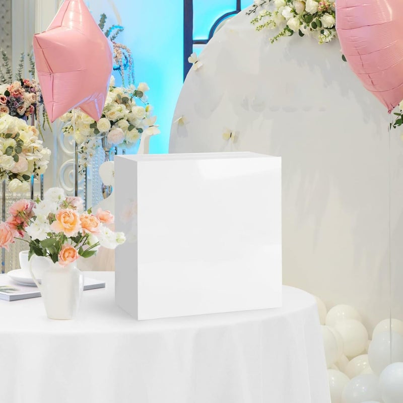 Lemicin White Acrylic Wedding Card Box, Large DIY Card Box Blank No Print for Wedding Reception, Graduation Party, Bridal Shower, Keepsake Party Favor, Cosmetic Home Decor (10 x10 x 5.5 Inch) - Image 3