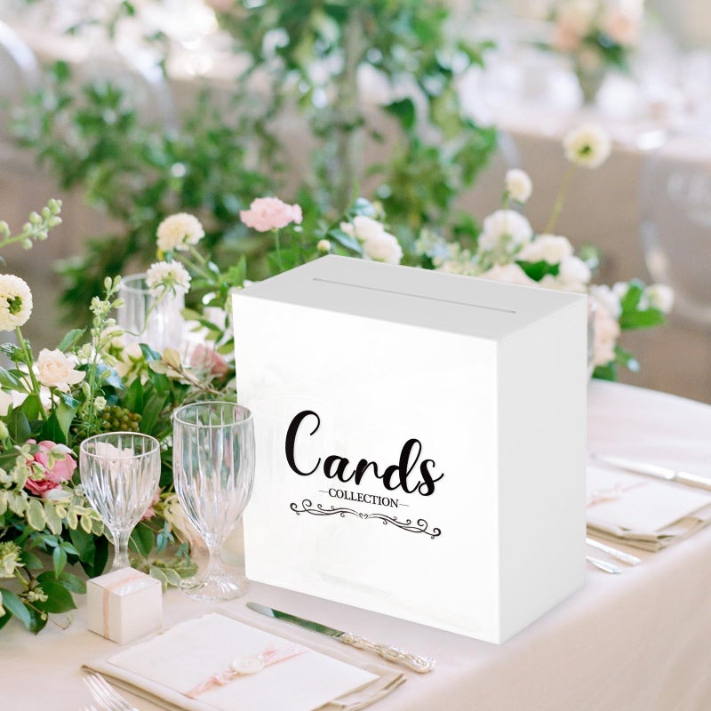 Lemicin White Acrylic Wedding Card Box, Large DIY Card Box Blank No Print for Wedding Reception, Graduation Party, Bridal Shower, Keepsake Party Favor, Cosmetic Home Decor (10 x10 x 5.5 Inch) - Image 2